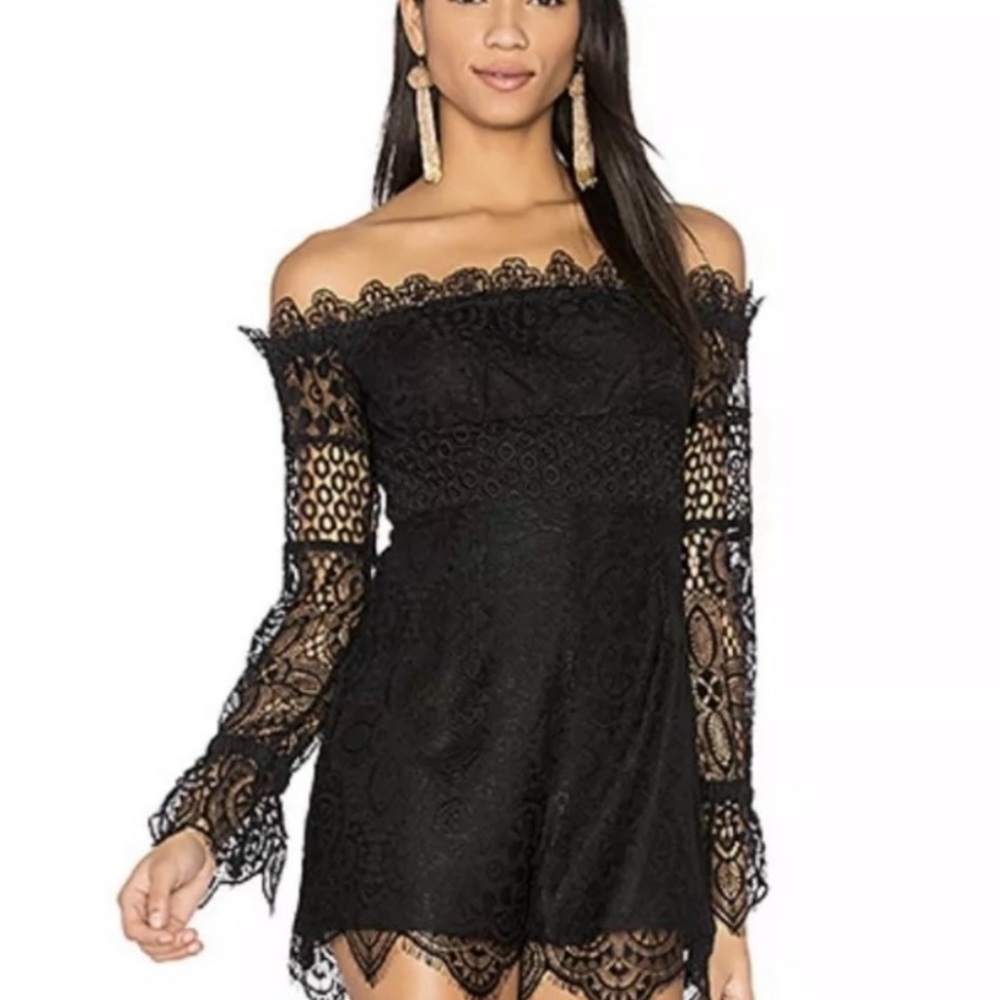 Kendall + Kylie black lace romper
